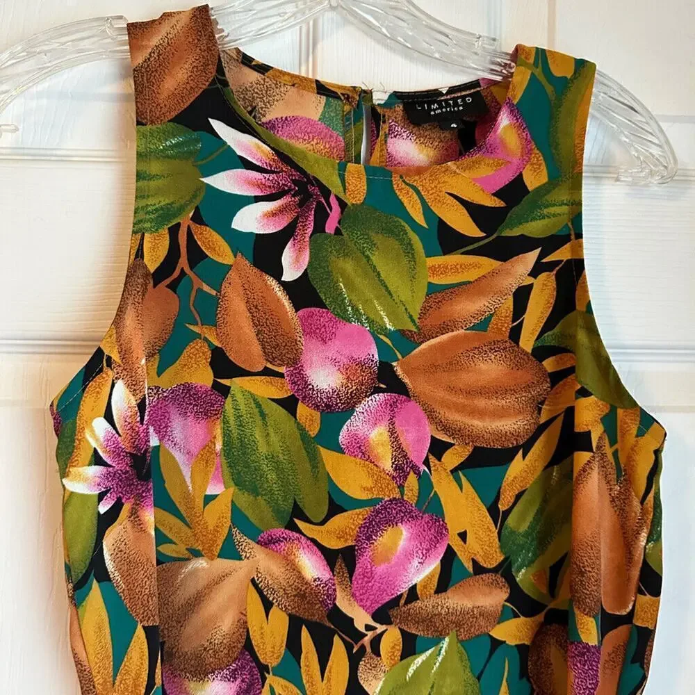 Limited America vintage tropical floral A line dress size 4 - Picture 2 of 5